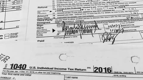 Signatures of former President Donald Trump and former first lady Melania Trump appear on their individual tax returns for 2016, released by the Democratic controlled House Ways and Means Committee.
