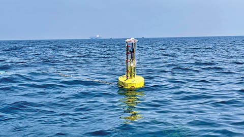 Sindhuja-I being deployed in the sea off Thoothukudi