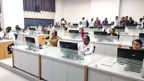 Visuals from Vidhya Samiksha Kendra where teams are monitoring live webcasting