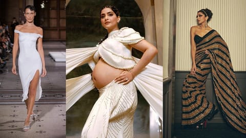 (L-R) Bella Hadid, Sonam Kapoor and Deepika Padukone