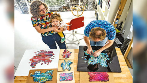 Rosenkrantz and Louis-Rosenberg are algorithmic artists who make laser-cut wooden jigsaw puzzles