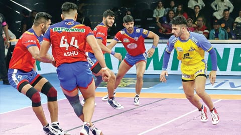 Tamil Thalaivas raider Narender rose to the occasion with 13 points
