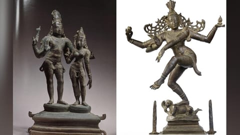 Buddha and Alingana Murthy idols (left); Nataraja idol (right)