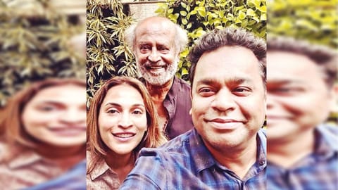 AR Rahman with Rajnikanth and Aishwaryaa