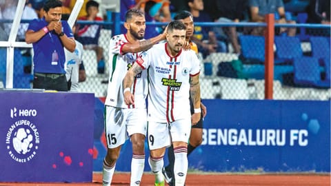 Dimitri Petratos reacts after scoring the winning goal