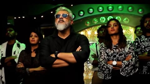 Screen grab from Thunivu 2nd single Kasethan Kadavulada lyrical video