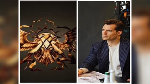 Warhammer logo and Henry Cavill