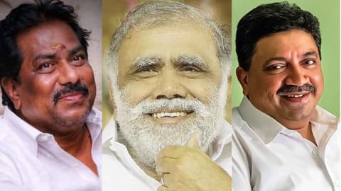 (From left) P Moorthy; I Periyasamy and Palanivel Thiagarajan