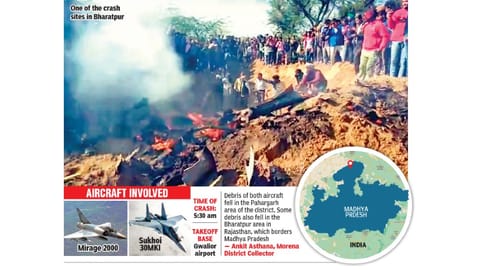 One of the crash sites in Bharatpur.