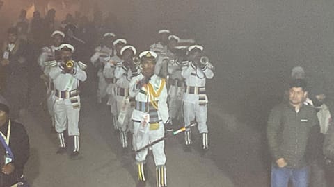 Sargadhara band team traveling with Bharat Jodo Yatra
