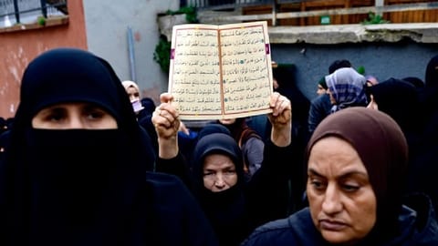 Protesters gathered in front of the Swedish consulate in Istanbul
