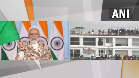 PM Narendra Modi flags off the world's longest river cruise MV Ganga Vilas between Varanasi in Uttar Pradesh and Dibrugarh in Assam