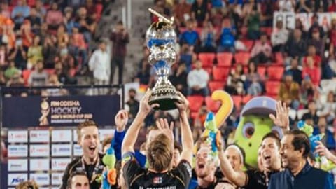 Germany with the trophy.