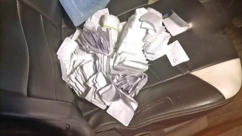 Tokens that were seized by poll and police personnel
from a DMK functionary?s car in Erode