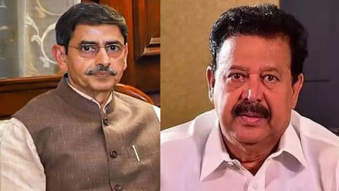 (L) Governor R N Ravi; K Ponmudy(R)