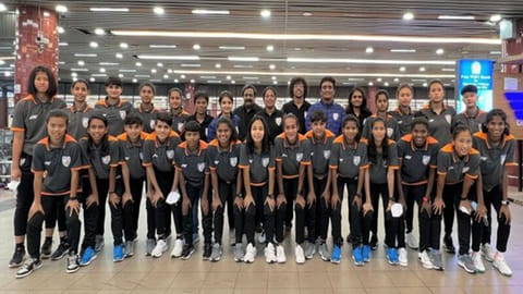 India U-20 Women's team before leaving for Dhaka for SAFF U-20 Championship