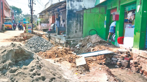 The under construction drain in Vellore?s Salavanpet