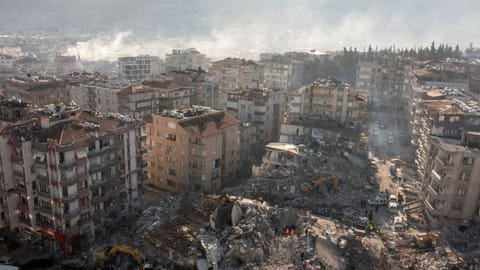 Aerial view of the damage made by the earthquake