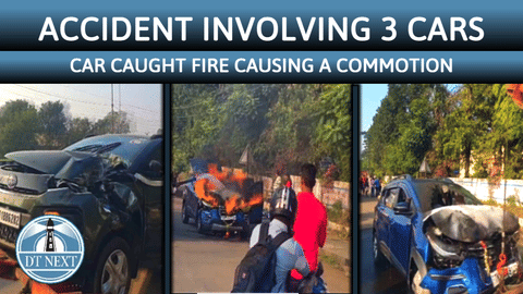 Car caught fire: Commotion in Tambaram