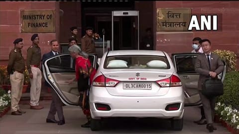 Nirmala Sitharaman arrives at North Block