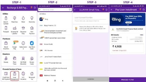 The process of Loan payment on PhonePe