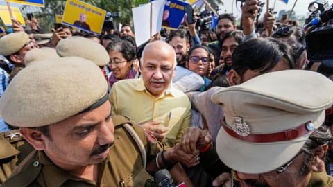 The supporters of the Aam Aadmi Party (AAP) staged a protest outside the court premises and raised slogans in Sisodia's favour