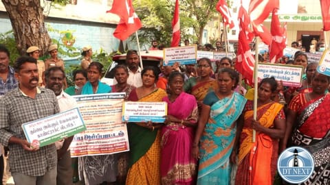 The Centre of Indian Trade Unions,  the Madras Corporation Red Flag Union and the Sanitation Workers of Chennai Corporation staged a protest at (Zone 6) office, Otteri