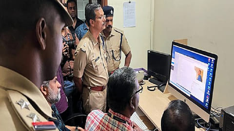 Police Crime Branch team conducts a raid at the Asianet News office