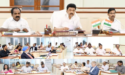 CM Stalin chairing the meeting of Tamil Nadu Climate Change Management Committee