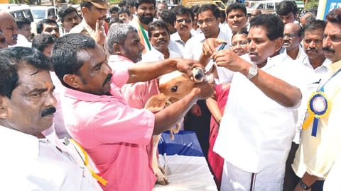 Minister Anitha Radhakrishnan at an awareness programme in Thoothukudi