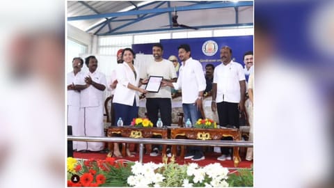 Udhayanidhi Stalin handed the signed MOU copy to the director Prithi and Ashwin