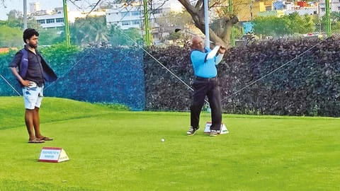 Ganesan teeing off at the President?s Shield and 
Veterans Trophy at the Cosmo TNGF