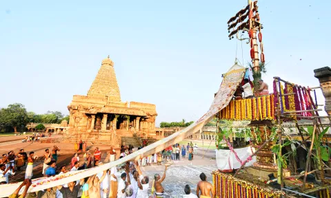 Visuals from Brihadeeswarar Temple of Thanjavur