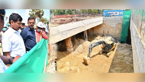 Chief Secretary V Irai Anbu inspecting CMRL's Phase 2 construction