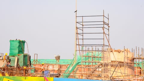 Gandhi statue on Marina beach was shifted for Metro rail construction on Friday night