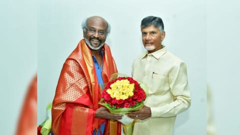 Tamil superstar Rajinikanth and Telugu Desam Party (TDP) president N. Chandrababu Naidu