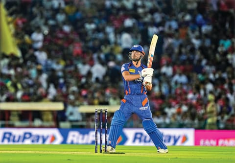 Marcus Stonis plays a shot during his scintillating innings