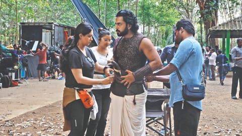 Visuals from the sets of  Ponniyin Selvan