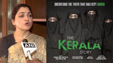 Khusbhu Sundar (left); Poster of ?The Kerala Story?