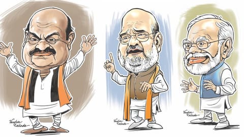 Caricatures of Bommai, Amit Shah & Narendra Modi