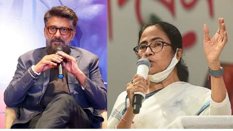 Vivek Ranjan Agnihotri (left); Mamata Banerjee