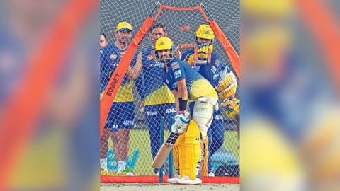 Ajinkya Rahane at a training session on Tuesday