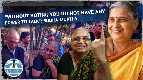 K'taka polls: Sudha Murthy casts her vote in Bengaluru