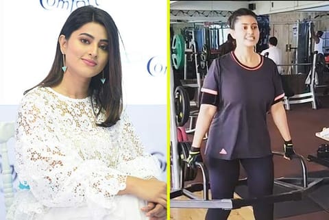 Actress Sneha Prasanna during one of her gym sessions (R)