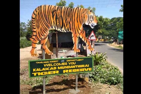 A display board put up by Forest department  welcoming devotees of Ayyanar temple