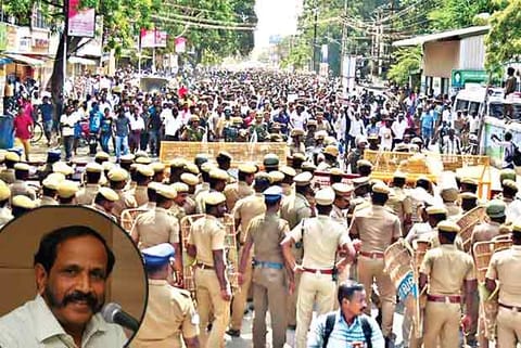 File photo of the protesters agitating against the Sterlite plant .(Inset:Nataraj R)