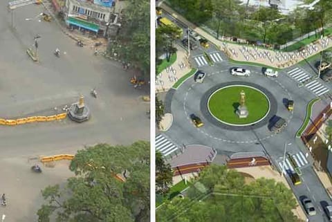 A junction in T Nagar ; An artist?s conception of Pedestrian Plaza project (R)