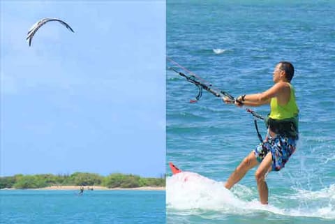 French national Oliver kitesurfing in Kundukal on Sunday.(Photo: Sethu)