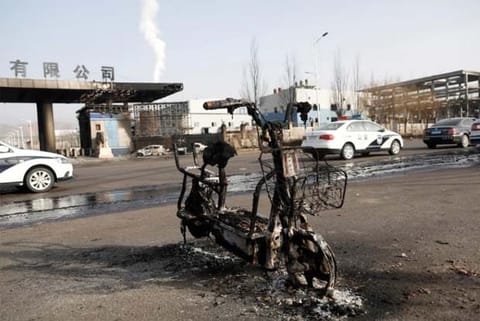 A blast near a chemical plant in Zhangjiakou, Hebei province, China.