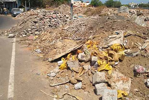 Construction debris along Chari Salai